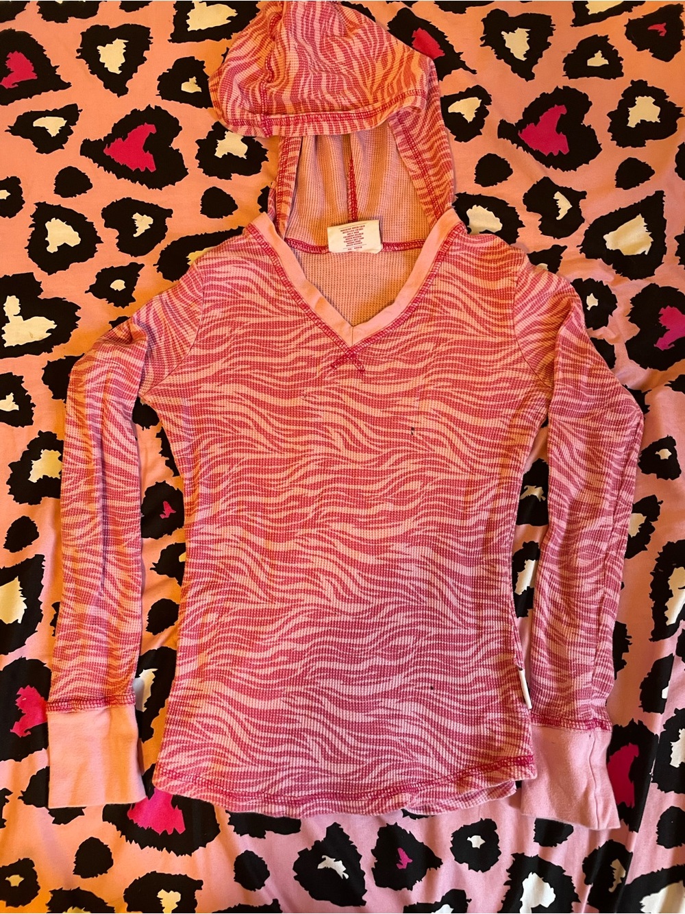 Mambo' Pink Hooded Long-Sleeve Top - Pink Zebra Print